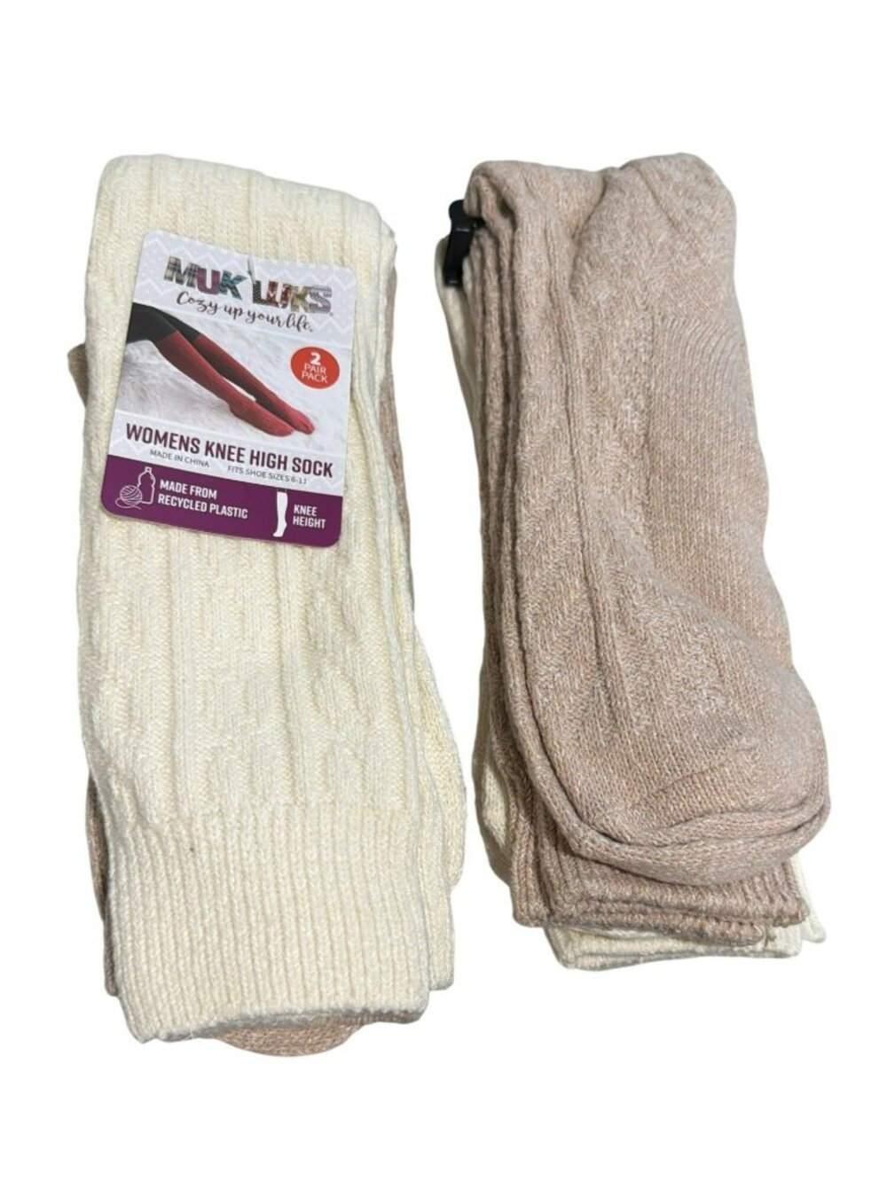 Muk Luks Womens Knee High Socks 4-Pair Pack Fits Shoe Sizes 6-11 Super Soft